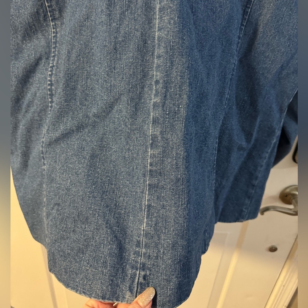 VTG Classic Blue Jean Jacket Blazer Plus Size 1X Oversized Denim&Co Office Wear - Picture 9 of 13